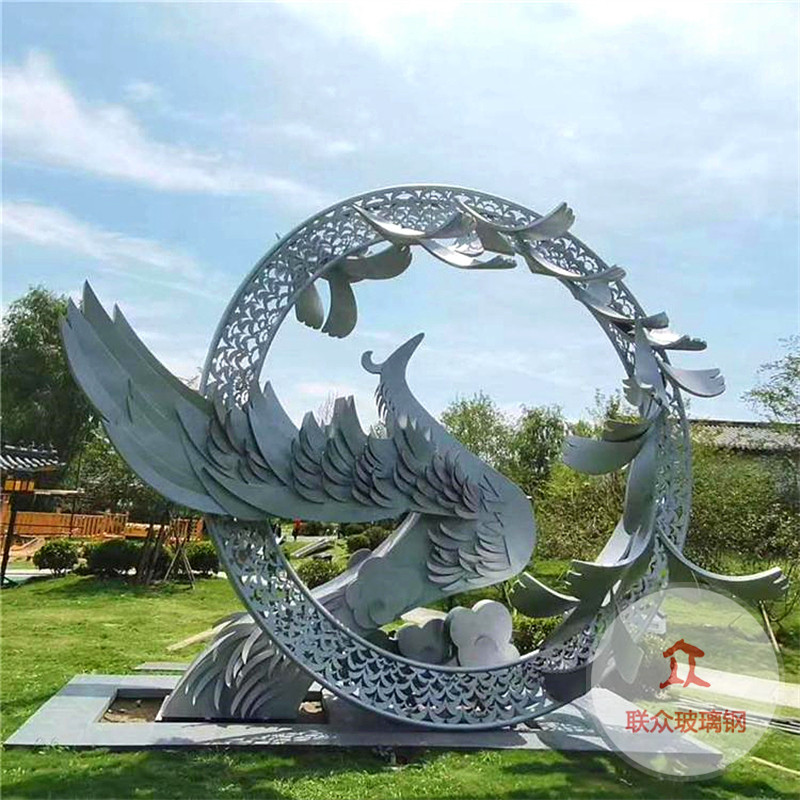 大型不锈钢校园腾飞雕塑定制园林广场地标景观售楼部金属白钢摆件