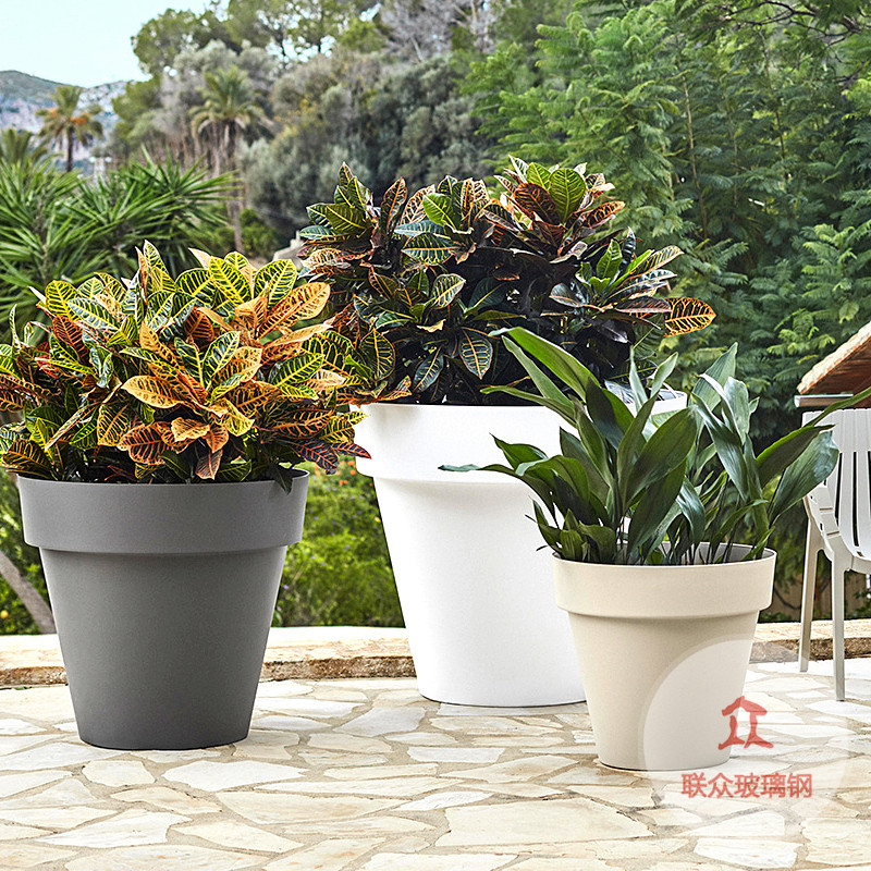 玻璃钢仿真石头大花盆原生态户外美陈花盆花园庭院落地大花瓶摆件