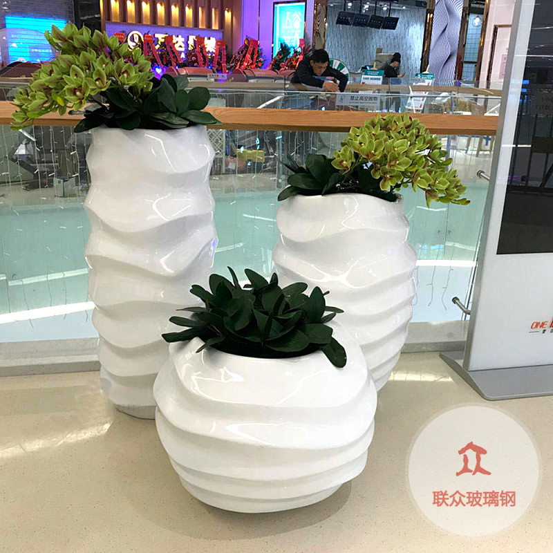 商场玻璃钢花盆户外大花箱玻璃纤维油漆花瓶酒店广场公园小区学校