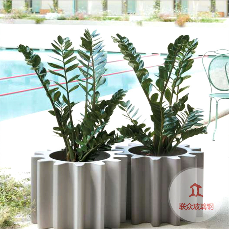 庭院玻璃钢花盆玻璃钢花箱花槽高速工程白色花盆可加工定制厂家