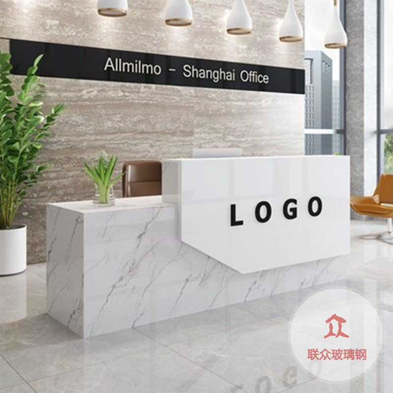 玻璃钢异形前台公司接待台售楼部美陈发光创意吧台酒店烤漆收银台