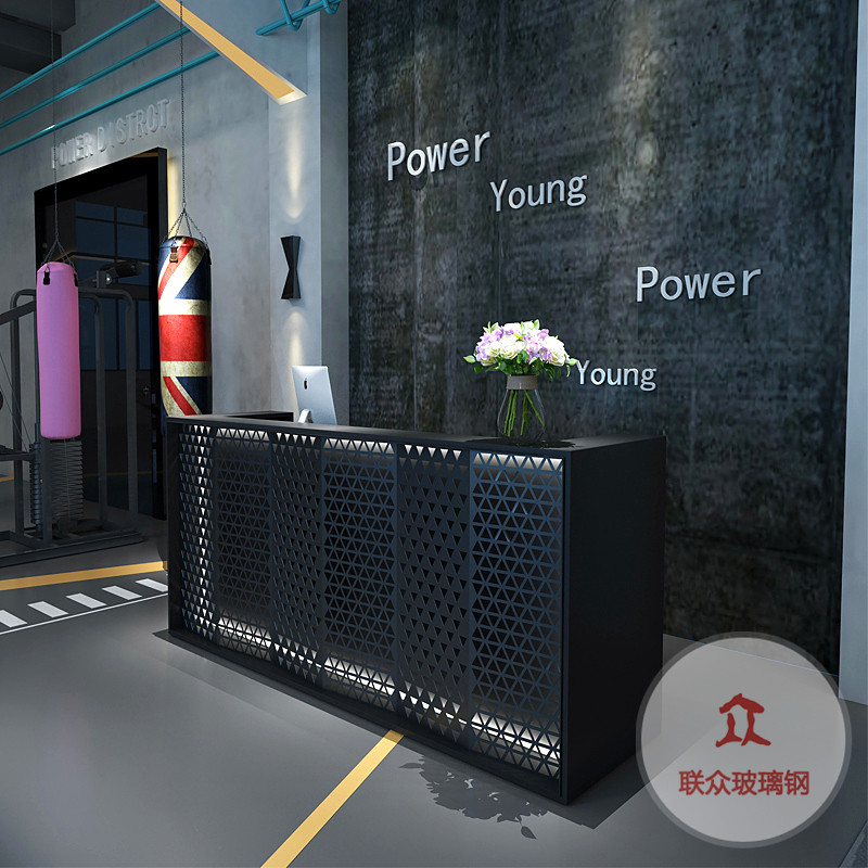 玻璃钢前台酒店接待台商场收银台圆形大吧台售楼部异形水吧台厂家